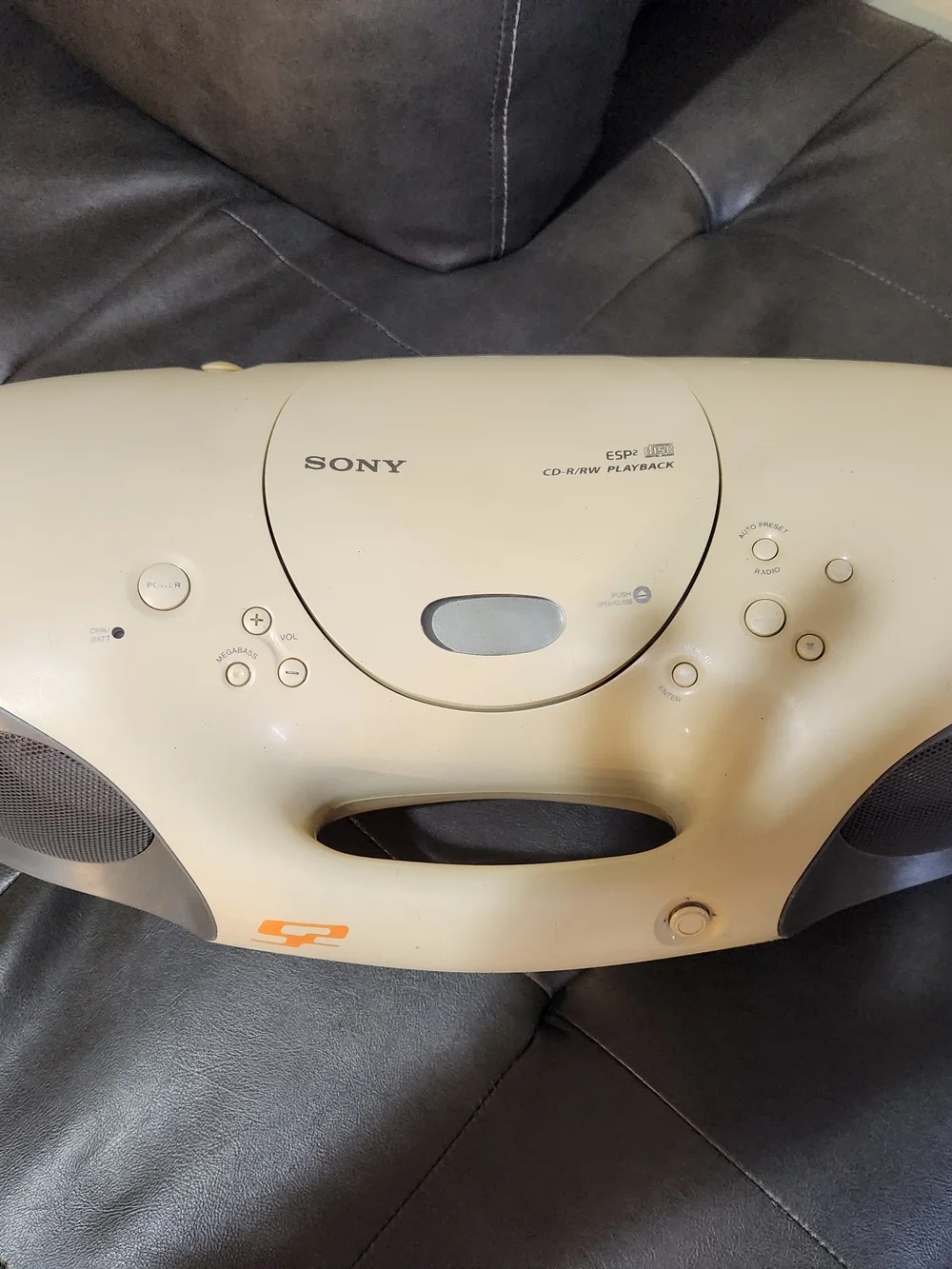 Sony Portable CD Player Boombox Works Missing Cord Yellowing